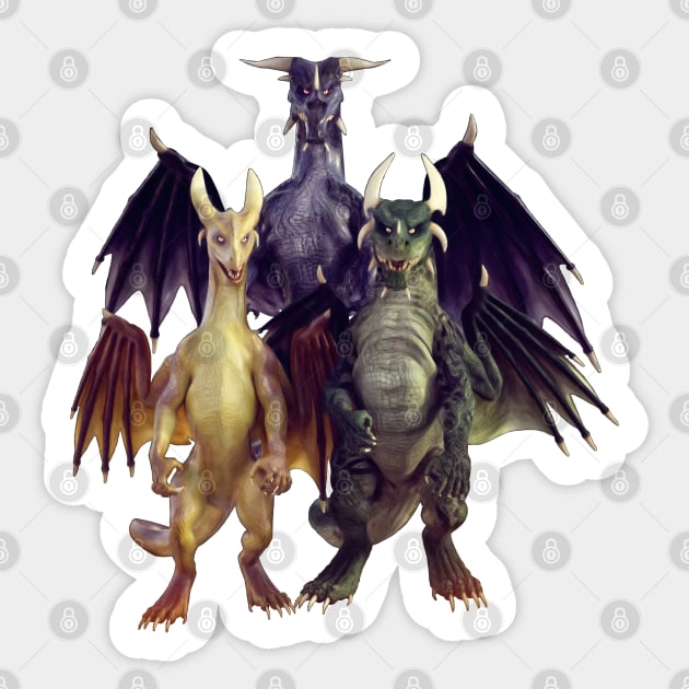 Dragon Trio Sticker by 2HivelysArt